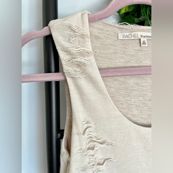 Rachel Roy Distressed Dress, Sleeveless, Khaki/Cream, Size Small - Picture 3 of 16